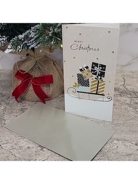 Merry Christmas sled greeting cards